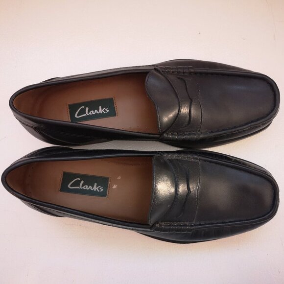 Clarks Active Air Men's Black Size 7.5 Leather Upper Loafers - Picture 1 of 9